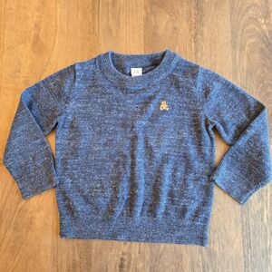 GAP Heathered Navy Crewneck Sweater with Embroidered Bear Size 3T